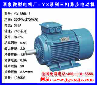 200KW �˼� Y3ϵ�������첽�綯�� Y3-355L-8